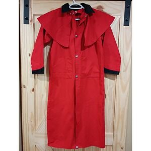 Vintage Sheyenne Duster Youth 10 Red Jacket Coat Trench USA Made Cowboy Rodeo